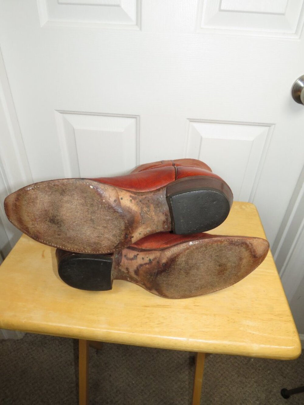 Vintage Justin Boots Men’s Size 13 D Style 2497 Tan Leather Cowboy Western USA - Picture 7 of 7